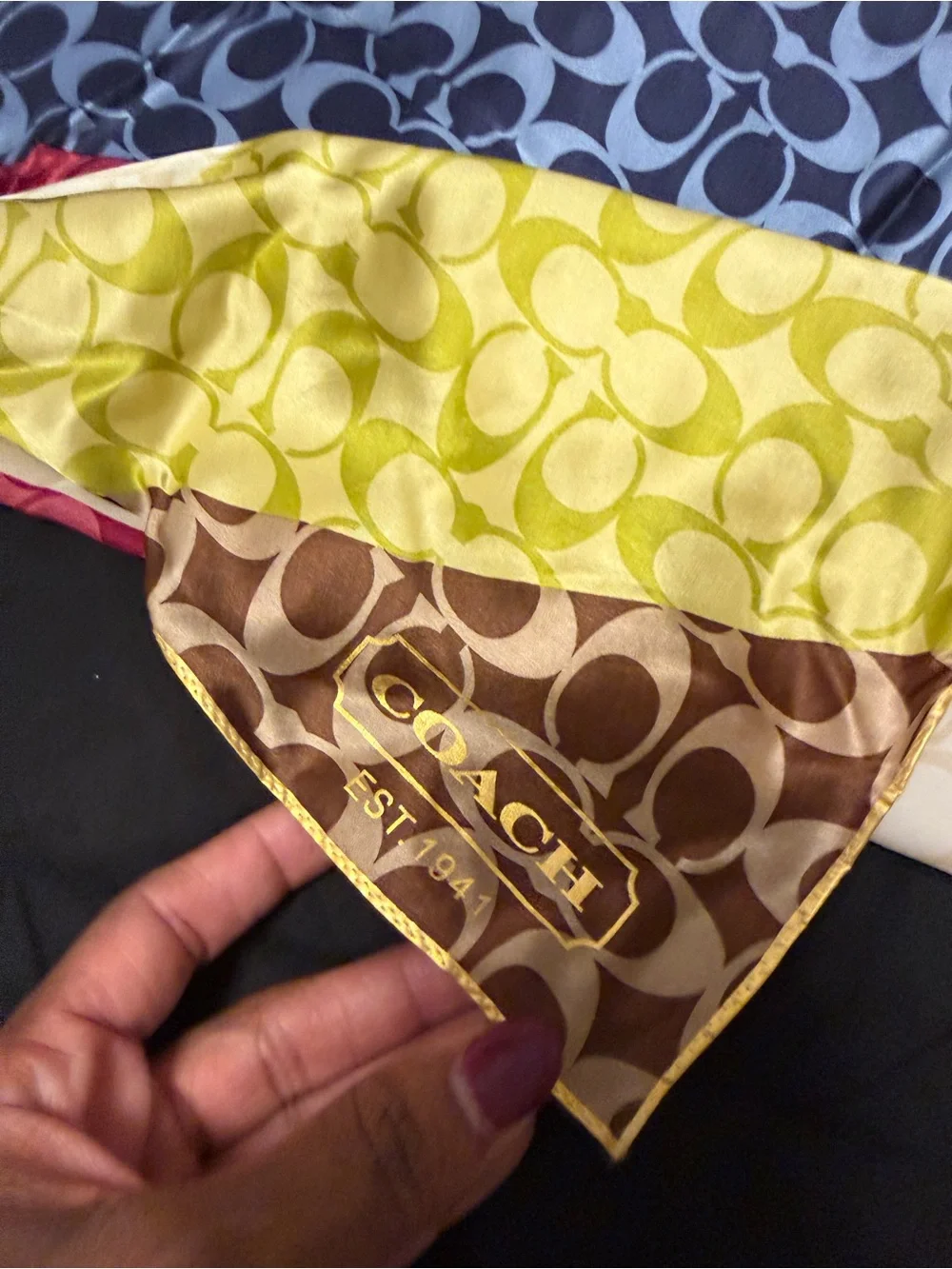 Coach Legacy Stripe Signature Silk Scarf / Wrap with Original Box – Vintage Mult